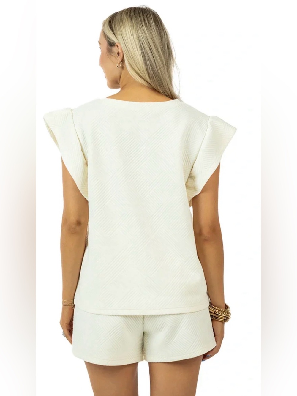 Katydid Cream Ruffle Top Two-Piece Set - Picture 3 of 3